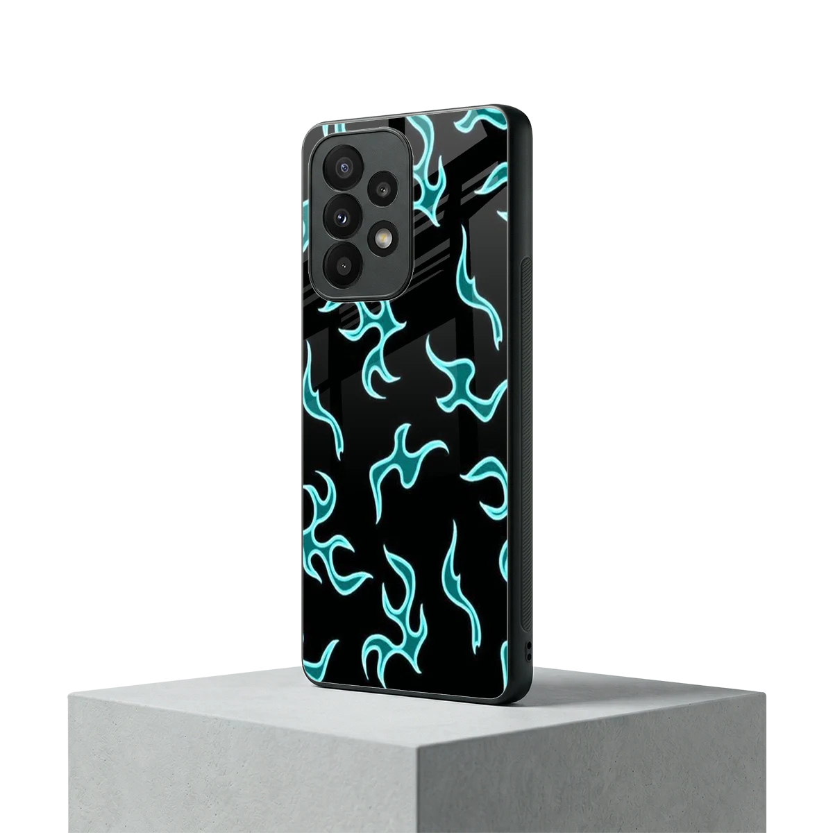 Lil Flames Black Blue samsung galaxy a23 mobile cover | shockproof glass phone case