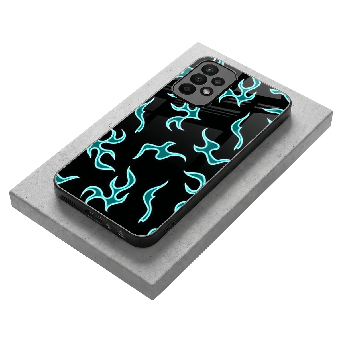 Lil Flames Black Blue stylish phone case for samsung galaxy a23 | glossy glass and slim fit