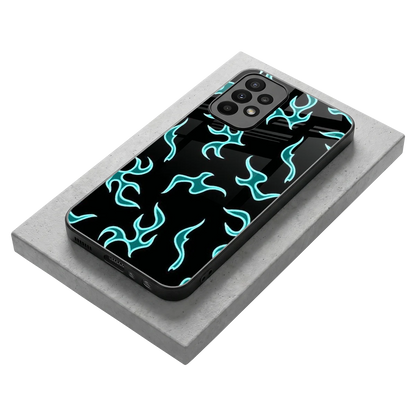 Lil Flames Black Blue stylish phone case for samsung galaxy a23 | glossy glass and slim fit