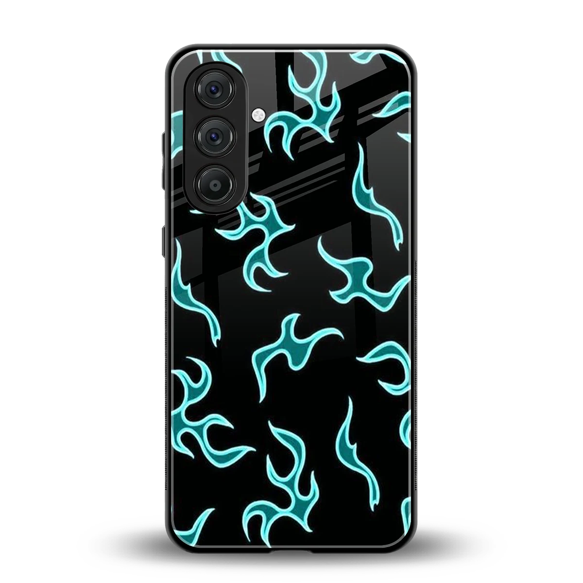 Lil Flames Black Blue back phone cover | glass case for samsung galaxy m35 5g