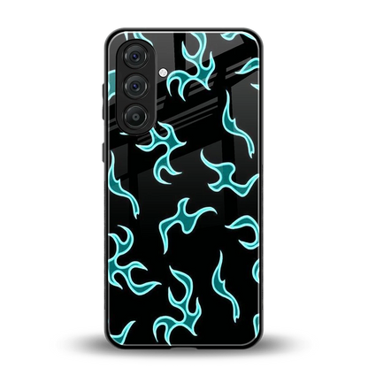 Lil Flames Black Blue back phone cover | glass case for samsung galaxy m35 5g