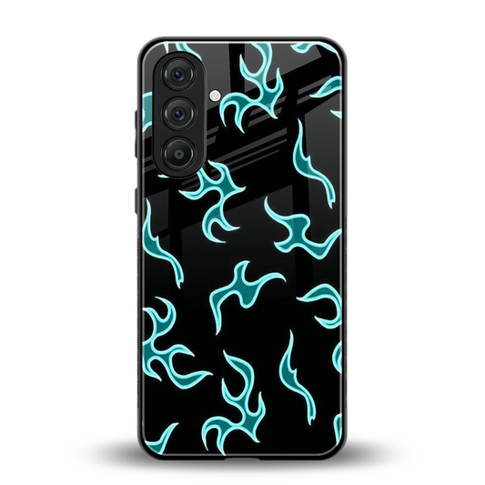 Lil Flames Black Blue back phone cover | glass case for samsung galaxy m36 5g