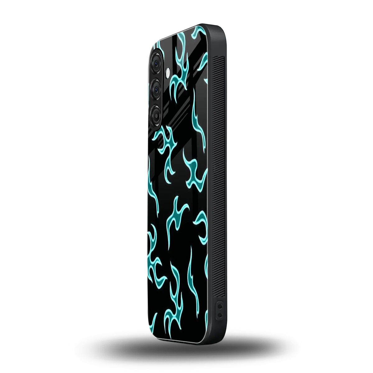Lil Flames Black Blue samsung galaxy m35 5g mobile cover | shockproof glass phone case