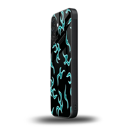 Lil Flames Black Blue samsung galaxy m35 5g mobile cover | shockproof glass phone case