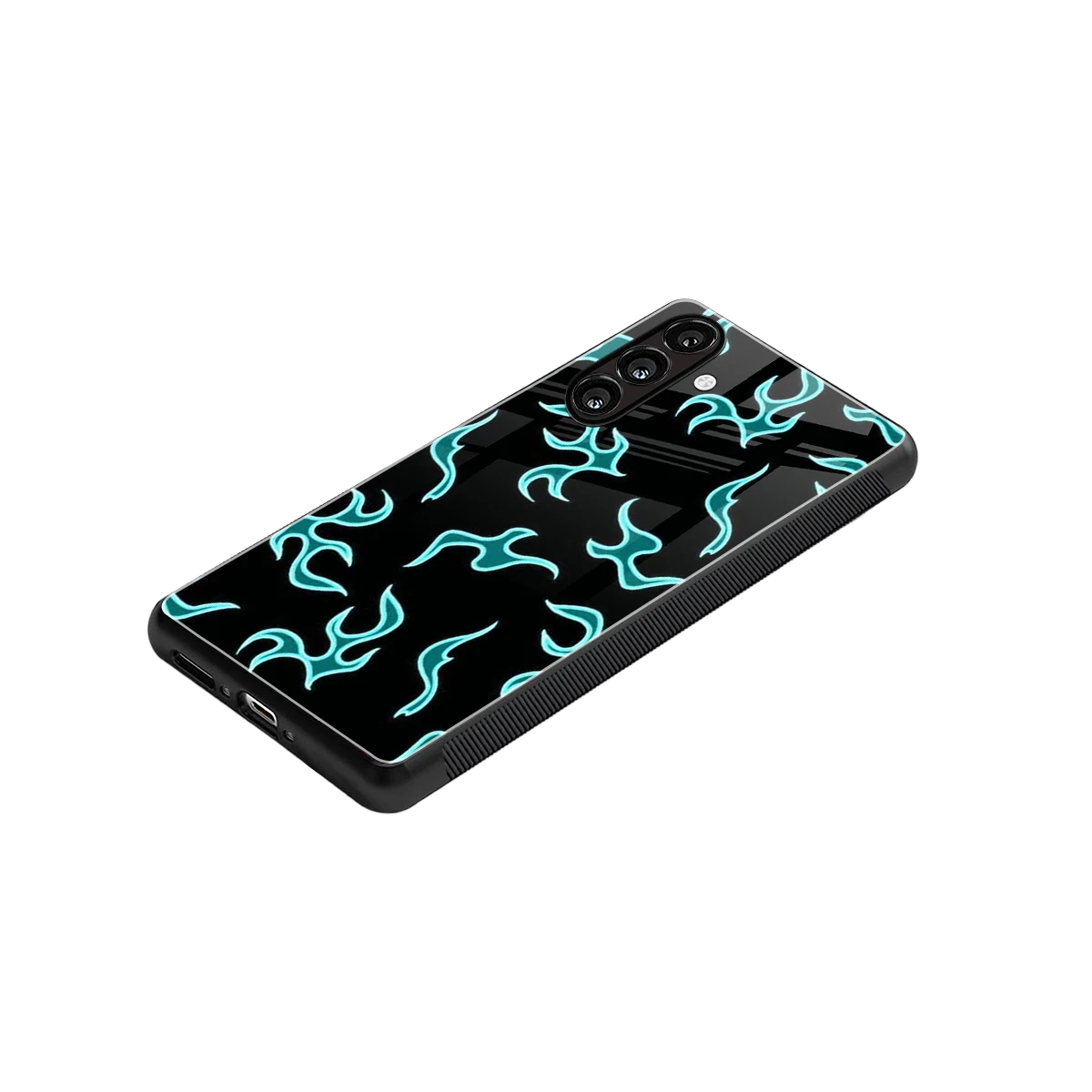 Lil Flames Black Blue stylish phone case for samsung galaxy m35 5g | glossy glass and slim fit