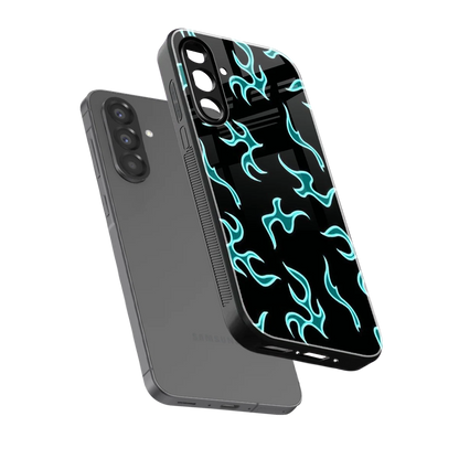 Lil Flames Black Blue sleek samsung galaxy a17 5g cover with tempered glass back and TPU edges