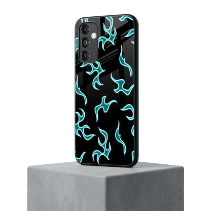 Lil Flames Black Blue samsung galaxy m14 5g mobile cover | shockproof glass phone case