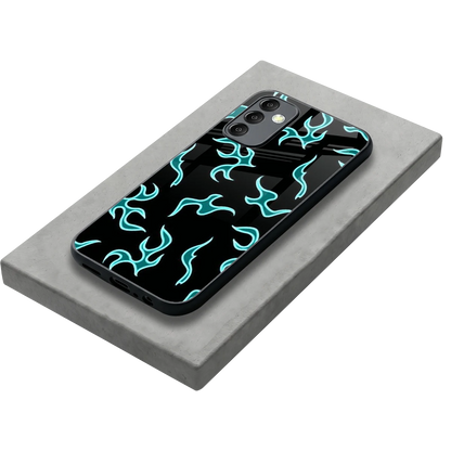 Lil Flames Black Blue stylish phone case for samsung galaxy m14 5g | glossy glass and slim fit