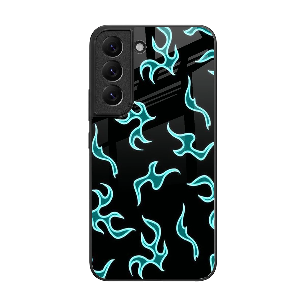 Lil Flames Black Blue back phone cover | glass case for samsung galaxy s22