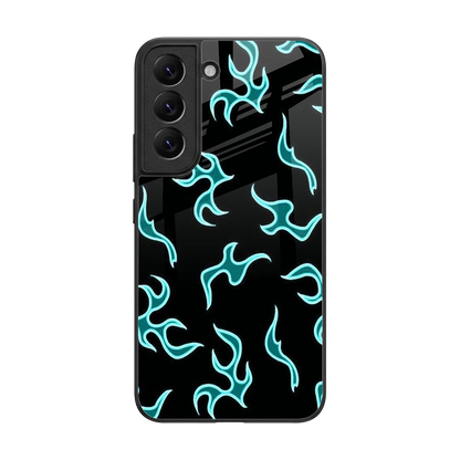 Lil Flames Black Blue back phone cover | glass case for samsung galaxy s22
