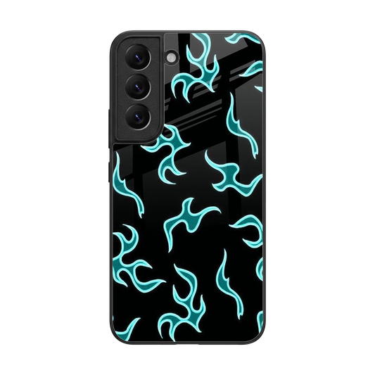Lil Flames Black Blue back phone cover | glass case for samsung galaxy s22