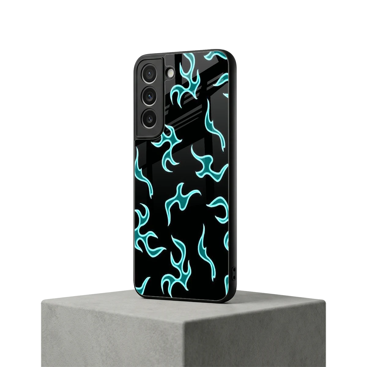 Lil Flames Black Blue samsung galaxy s22 mobile cover | shockproof glass phone case