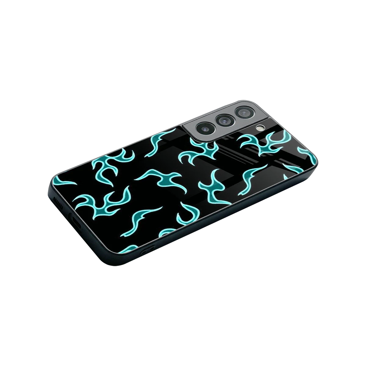 Lil Flames Black Blue stylish phone case for samsung galaxy s22 | glossy glass and slim fit