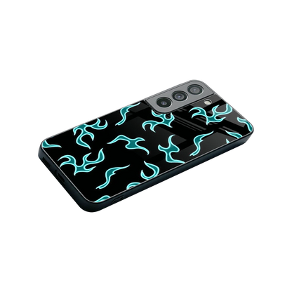 Lil Flames Black Blue stylish phone case for samsung galaxy s22 | glossy glass and slim fit