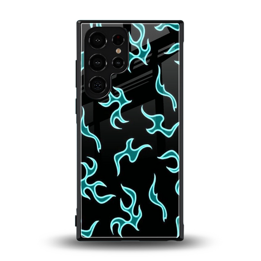 Lil Flames Black Blue back phone cover | glass case for samsung galaxy s24 ultra