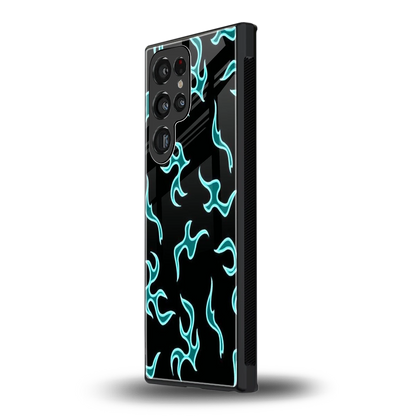 Lil Flames Black Blue samsung galaxy s24 ultra mobile cover | shockproof glass phone case