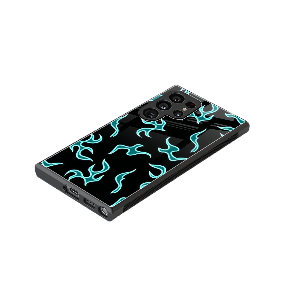 Lil Flames Black Blue stylish phone case for samsung galaxy s24 ultra | glossy glass and slim fit