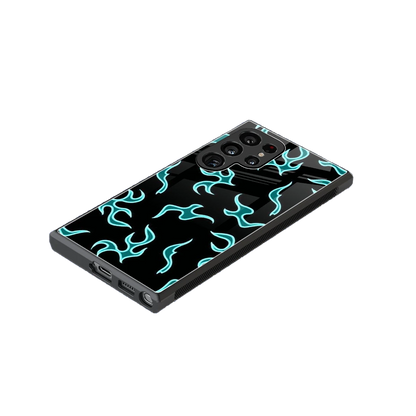 Lil Flames Black Blue stylish phone case for samsung galaxy s24 ultra | glossy glass and slim fit