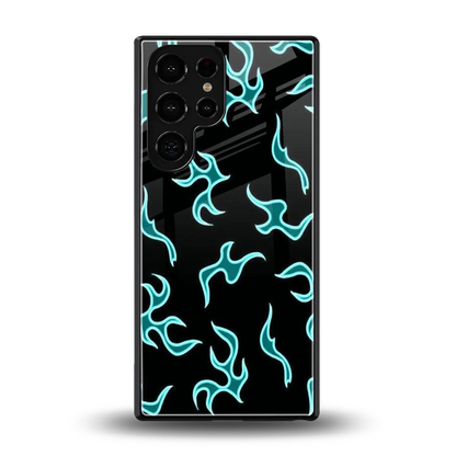 Lil Flames Black Blue back phone cover | glass case for samsung galaxy s25 ultra