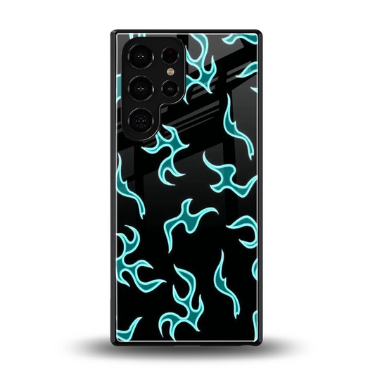Lil Flames Black Blue back phone cover | glass case for samsung galaxy s25 ultra