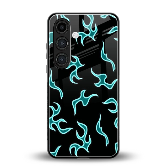 Lil Flames Black Blue back phone cover | glass case for samsung galaxy s24
