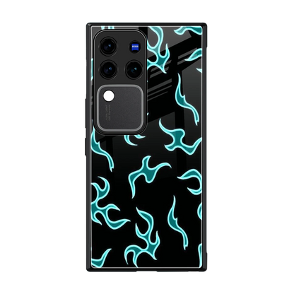 Lil Flames Black Blue back phone cover | glass case forvivo v30 pro
