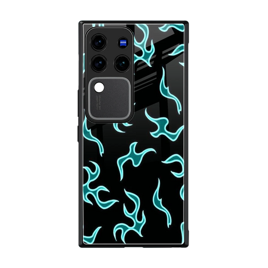 Lil Flames Black Blue back phone cover | glass case forvivo v30 pro