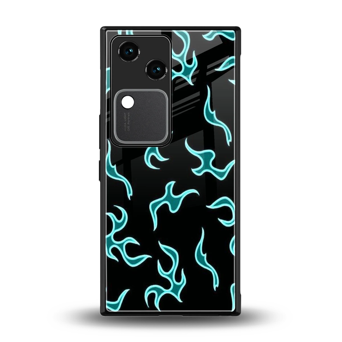 Lil Flames Black Blue back phone cover | glass case for vivo v30