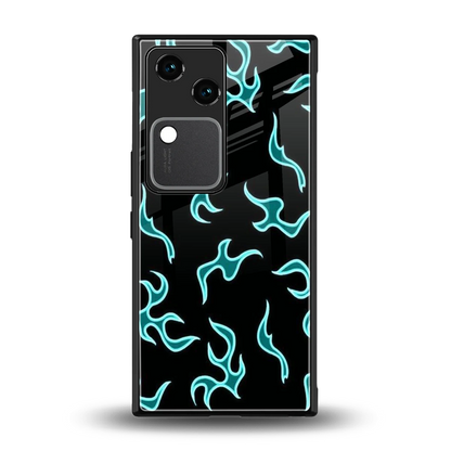 Lil Flames Black Blue back phone cover | glass case for vivo v30