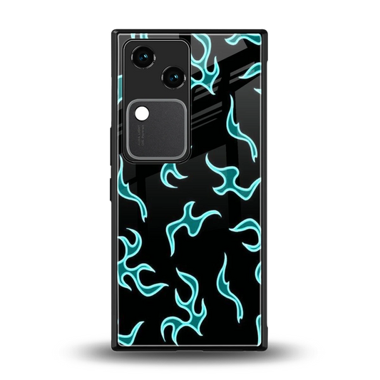 Lil Flames Black Blue back phone cover | glass case for vivo v30