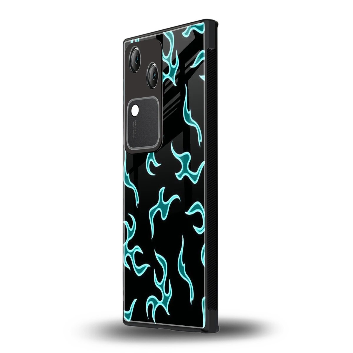 Lil Flames Black Blue vivo v30 mobile cover | shockproof glass phone case
