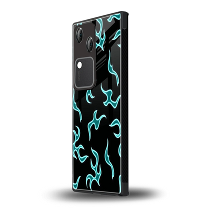 Lil Flames Black Blue vivo v30 mobile cover | shockproof glass phone case