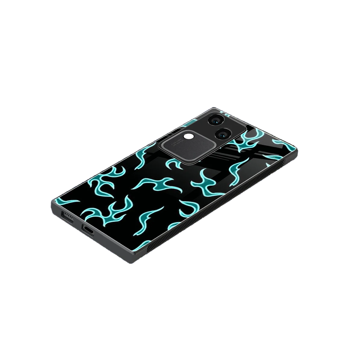 Lil Flames Black Blue stylish phone case for vivo v30 | glossy glass and slim fit