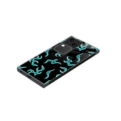 Lil Flames Black Blue stylish phone case for vivo v30 | glossy glass and slim fit