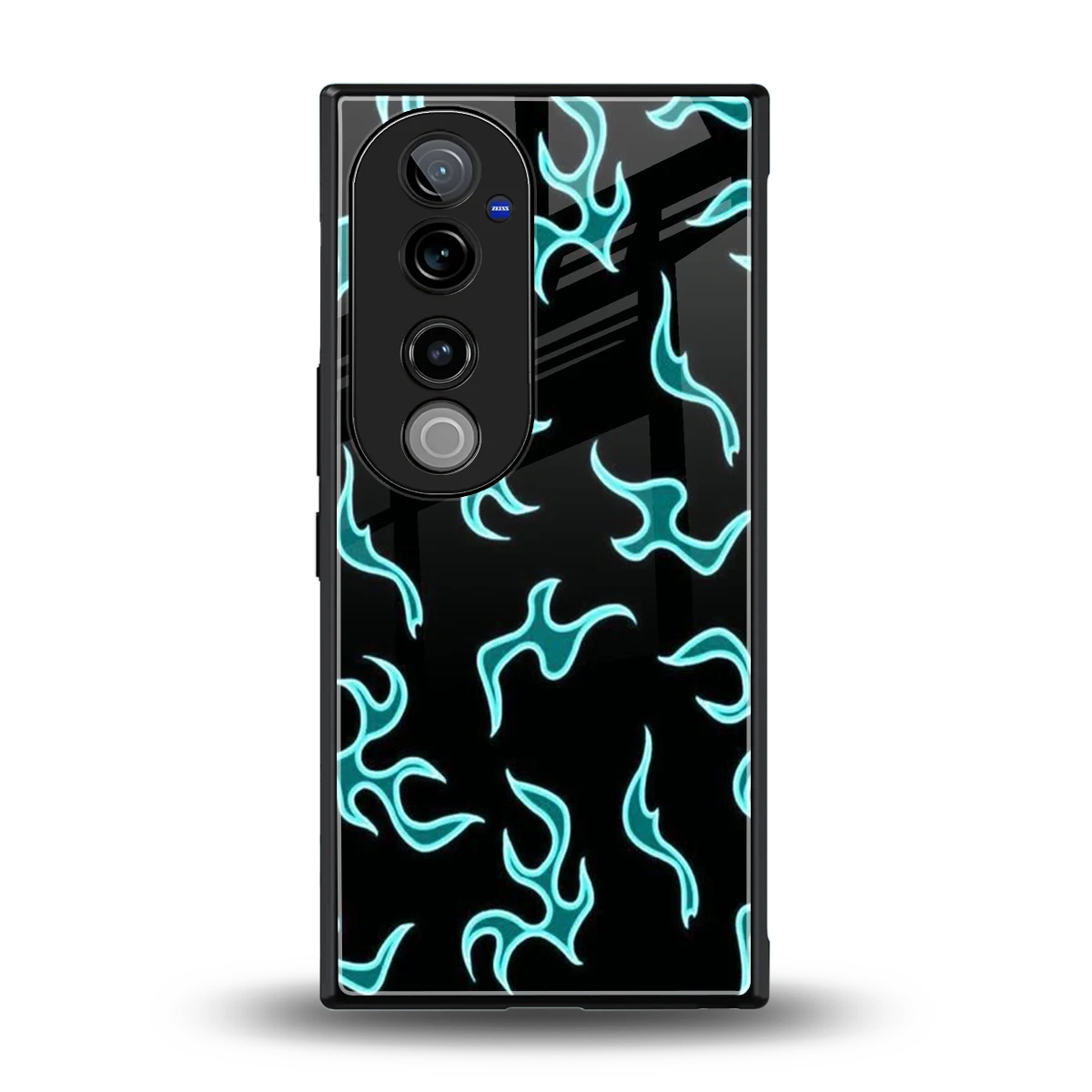 Lil Flames Black Blue back phone cover | glass case for vivo v40 pro