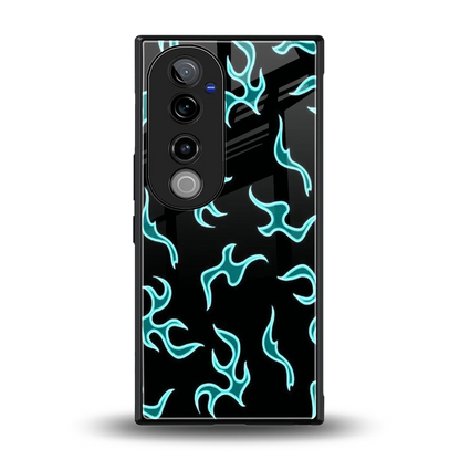 Lil Flames Black Blue back phone cover | glass case for vivo v40 pro