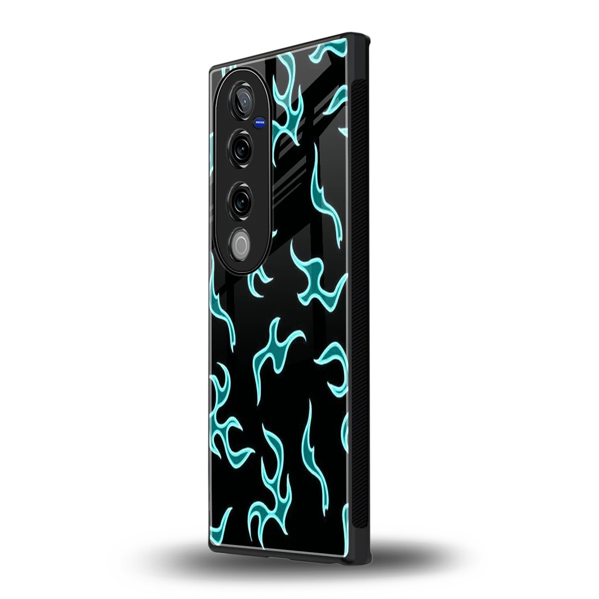 Lil Flames Black Blue vivo v40 pro mobile cover | shockproof glass phone case
