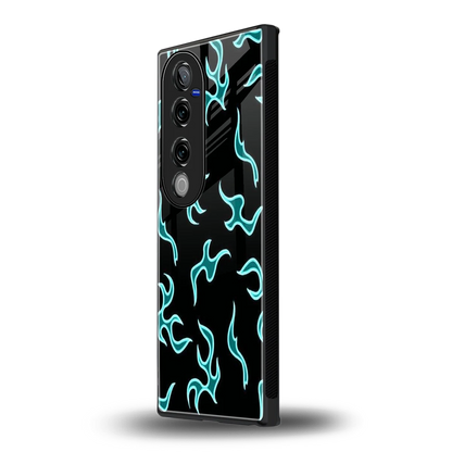 Lil Flames Black Blue vivo v40 pro mobile cover | shockproof glass phone case