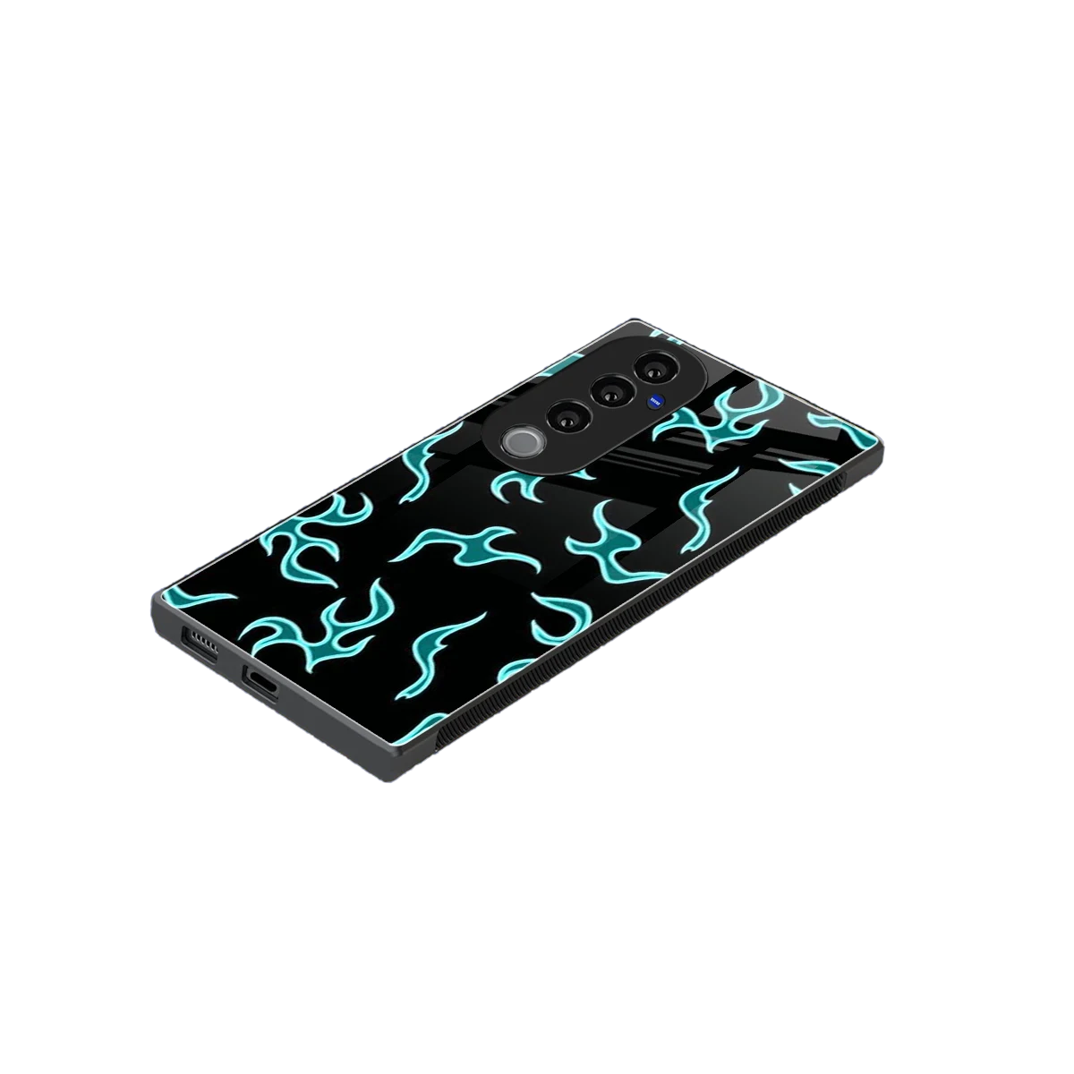 Lil Flames Black Blue stylish phone case for vivo v40 pro | glossy glass and slim fit