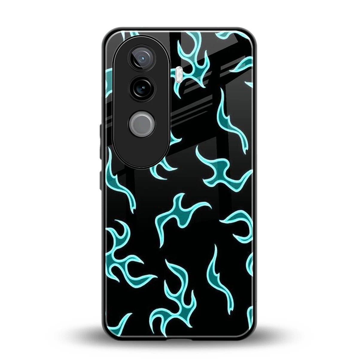 Lil Flames Black Blue back phone cover | glass case for vivo v40e