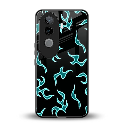 Lil Flames Black Blue back phone cover | glass case for vivo v40e
