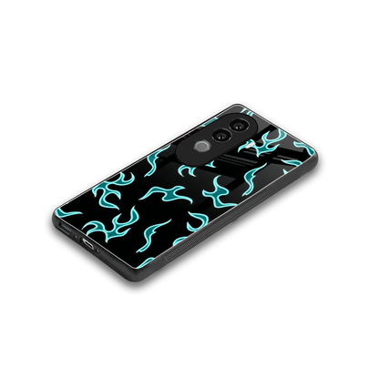 Lil Flames Black Blue stylish phone case for vivo v40e | glossy glass and slim fit