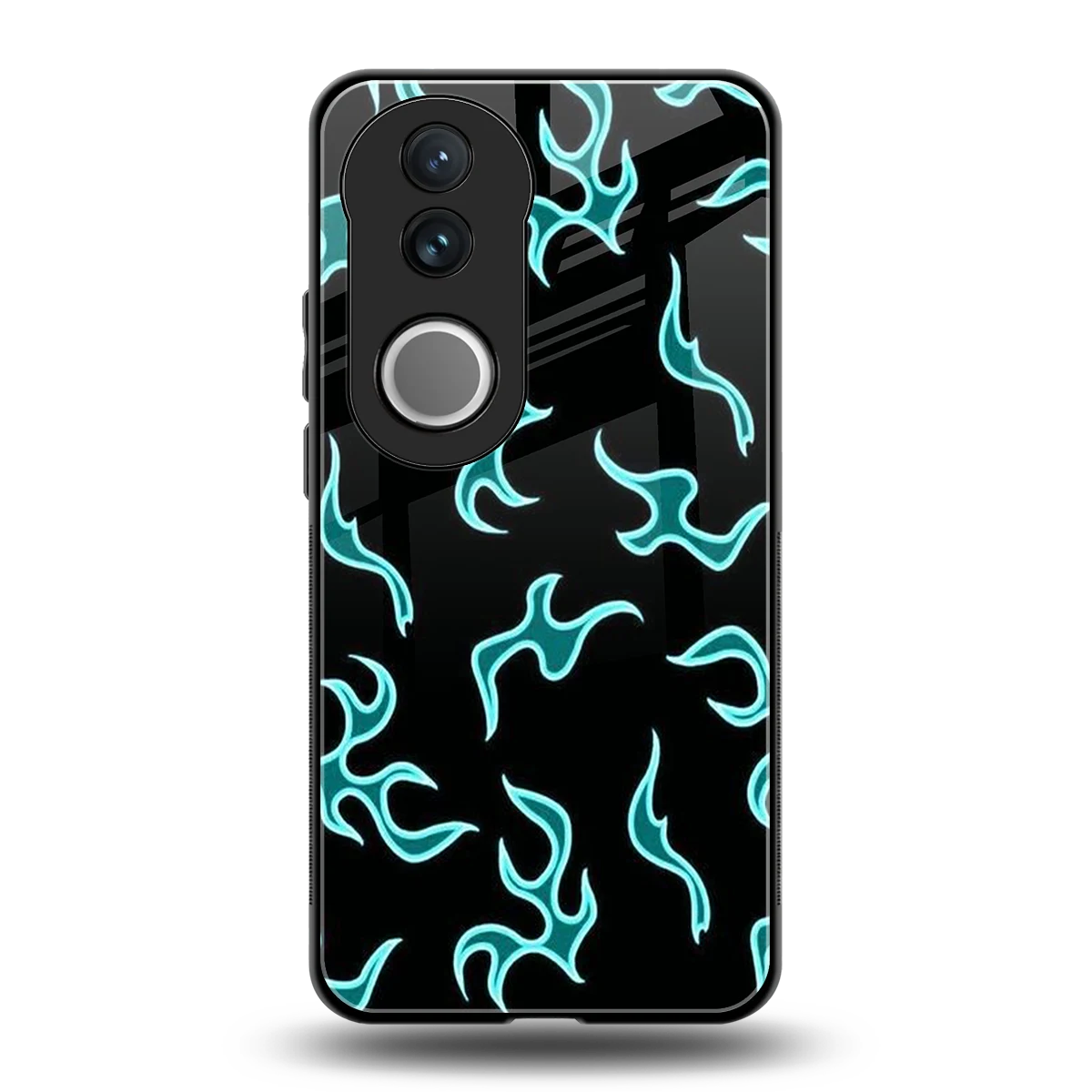 Lil Flames Black Blue back phone cover | glass case for vivo v50