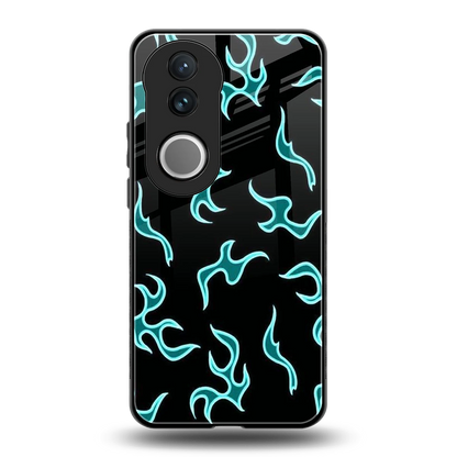 Lil Flames Black Blue back phone cover | glass case for vivo v50