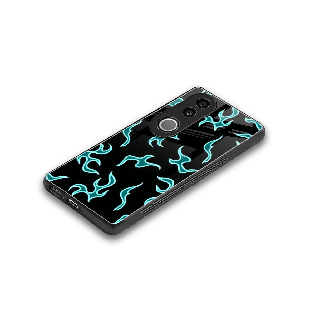 Lil Flames Black Blue stylish phone case for vivo v50 | glossy glass and slim fit