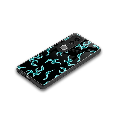 Lil Flames Black Blue stylish phone case for vivo v50 | glossy glass and slim fit