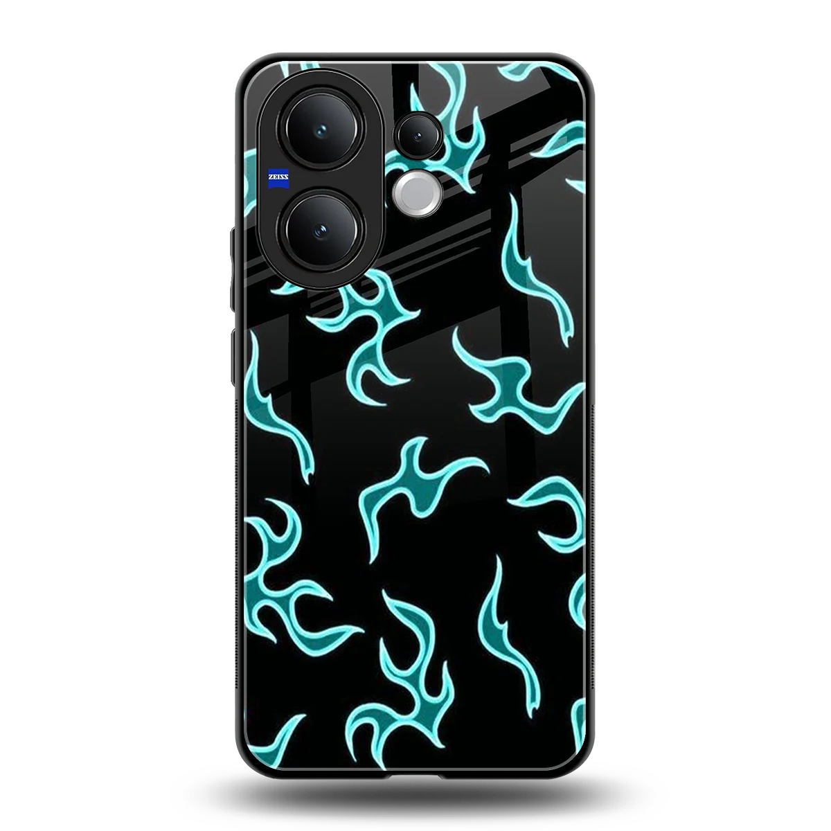 Lil Flames Black Blue back phone cover | glass case for vivo v60