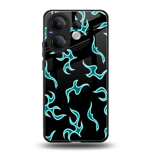 Lil Flames Black Blue back phone cover | glass case for vivo v60