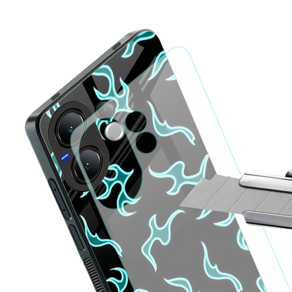 Lil Flames Black Blue stylish phone case for vivo v60 | glossy glass and slim fit
