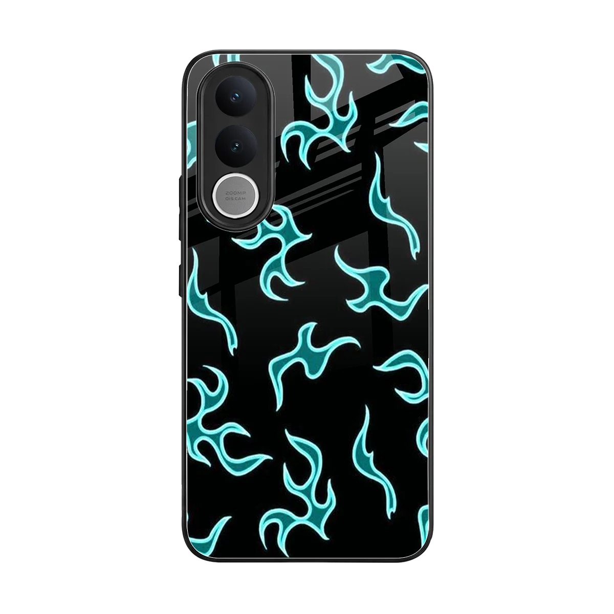 Lil Flames Black Blue back phone cover | glass case for vivo v70 fe